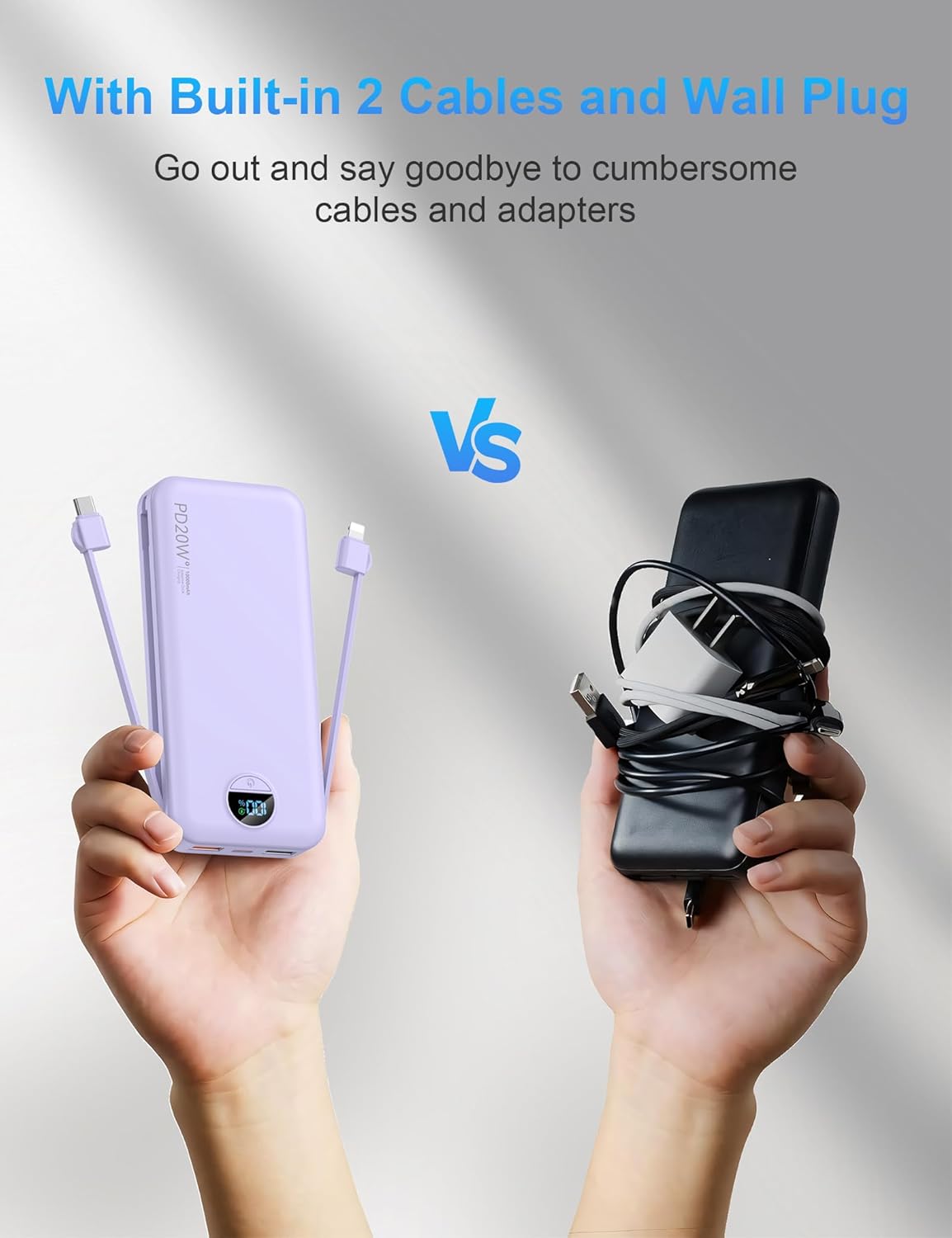 Ffnpua Cargador portátil con enchufe de pared, banco de energía USB...