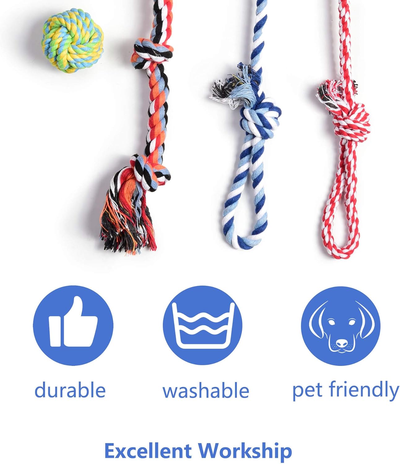 Fida Juguetes de cuerda para perros, paquete de 4 unidades, resiste...