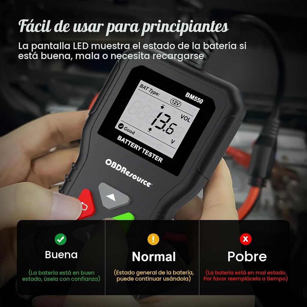 Probador de batería de automóvil 6 V, 12 V, 24 V, probador de volta...