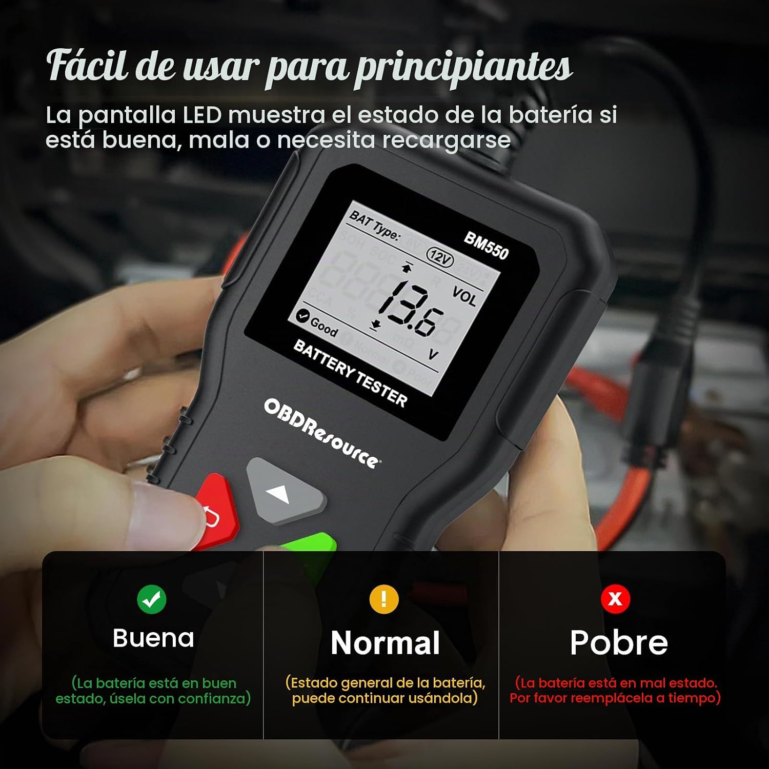 Probador de batería de automóvil 6 V, 12 V, 24 V, probador de volta...