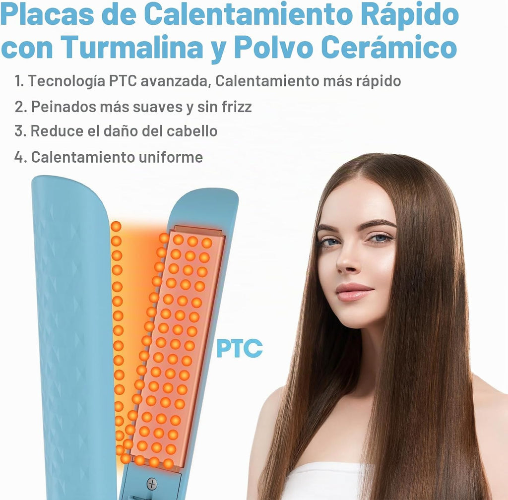 Quico Plancha para el cabello, alisadora de cabello de viaje global...