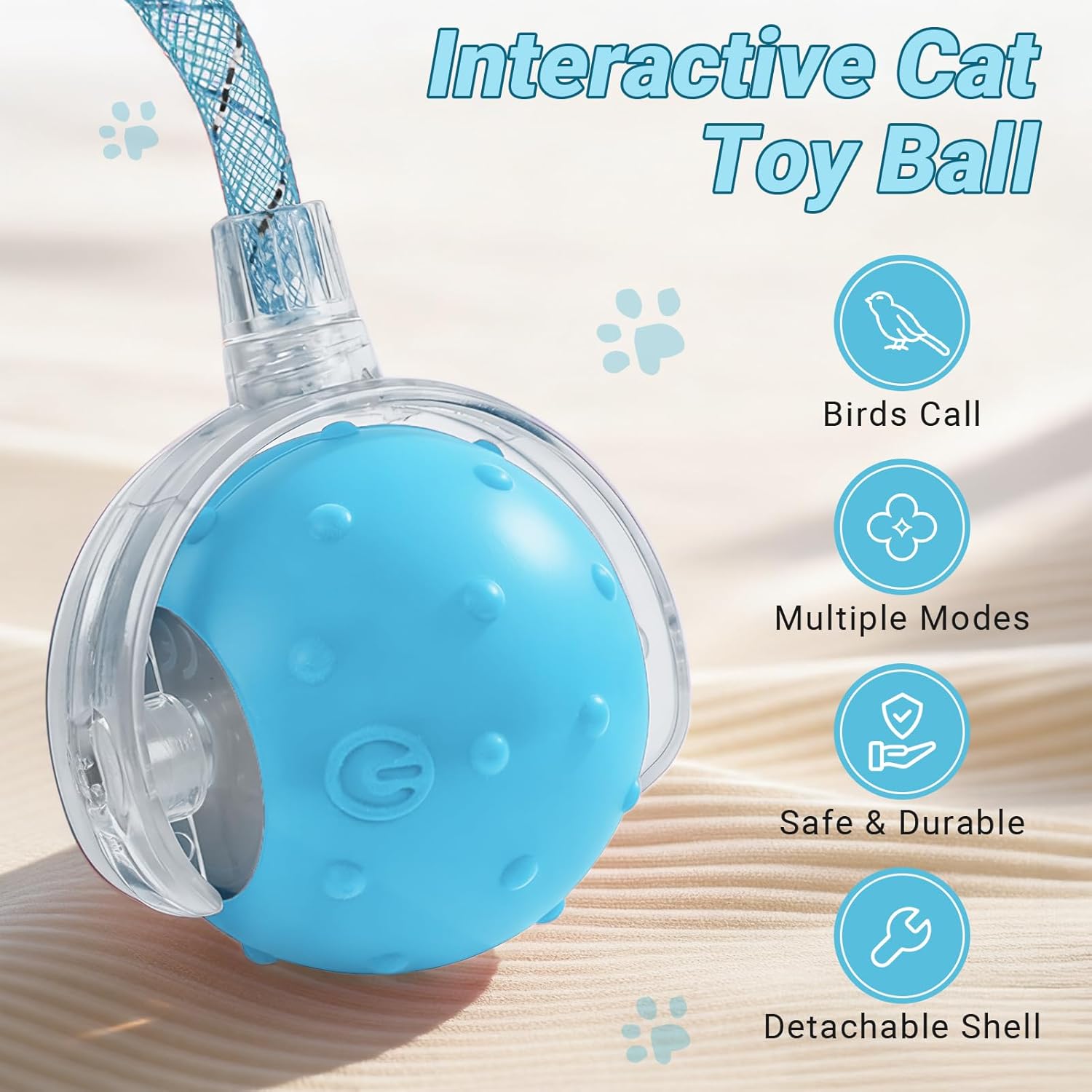 Pelota de juguete motorizada inteligente interactiva para gatos, 2...