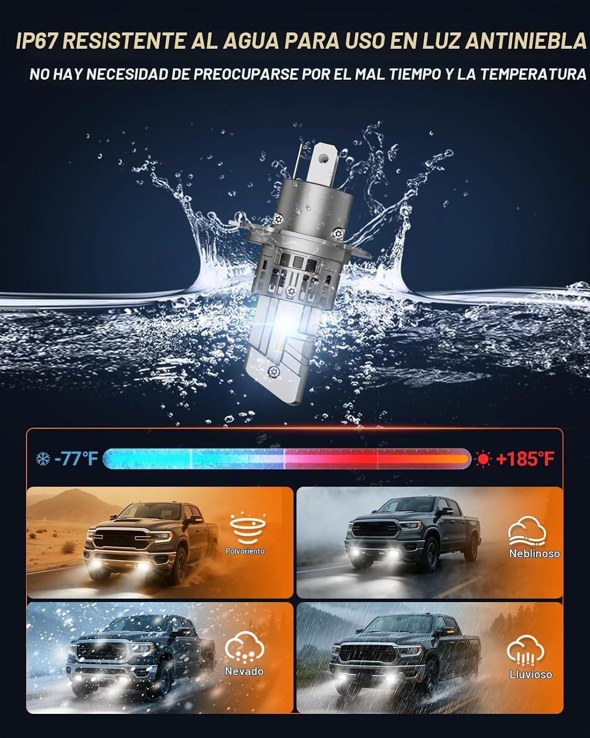SEALIGHT Bombillas LED H4\/9003\/HB2, 50000 lúmenes, 900% súper bri...