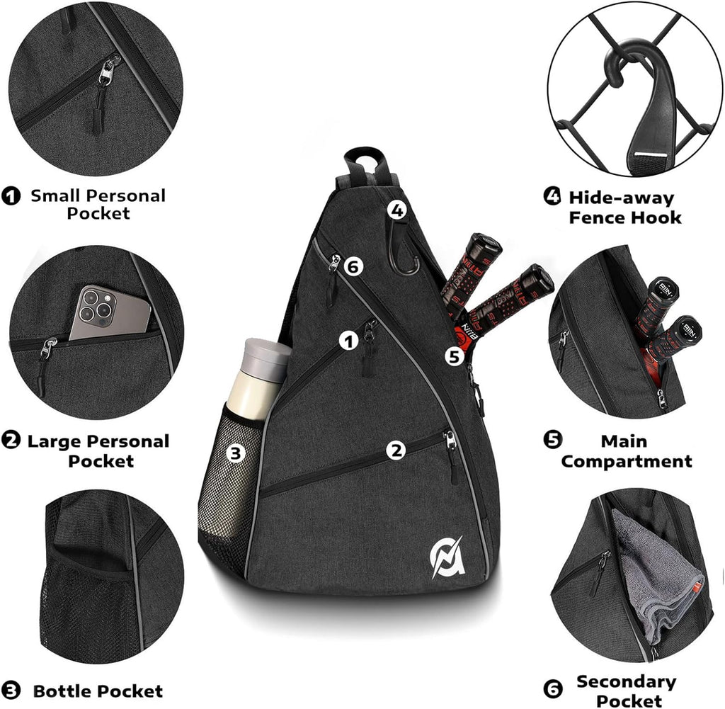 A11N SPORTS Bolsa de Pickleball, Bandolera Reversible con Correa Cr...