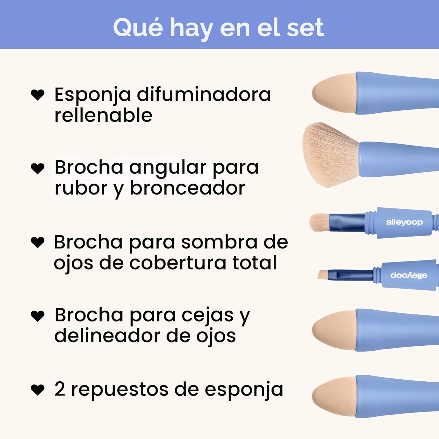 Alleyoop Multi-Tasker - Juego de brochas de maquillaje de viaje 4 e...