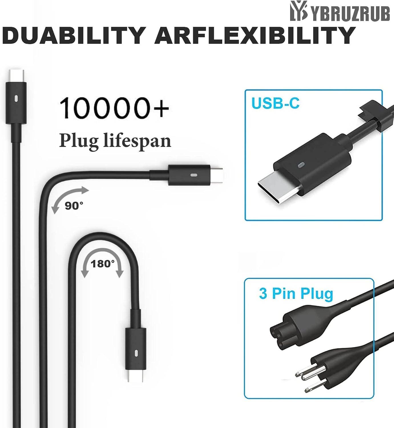 YBRUZRUB Cargador de portátil USB-C Tipo C de 65w 45w Compatible co...
