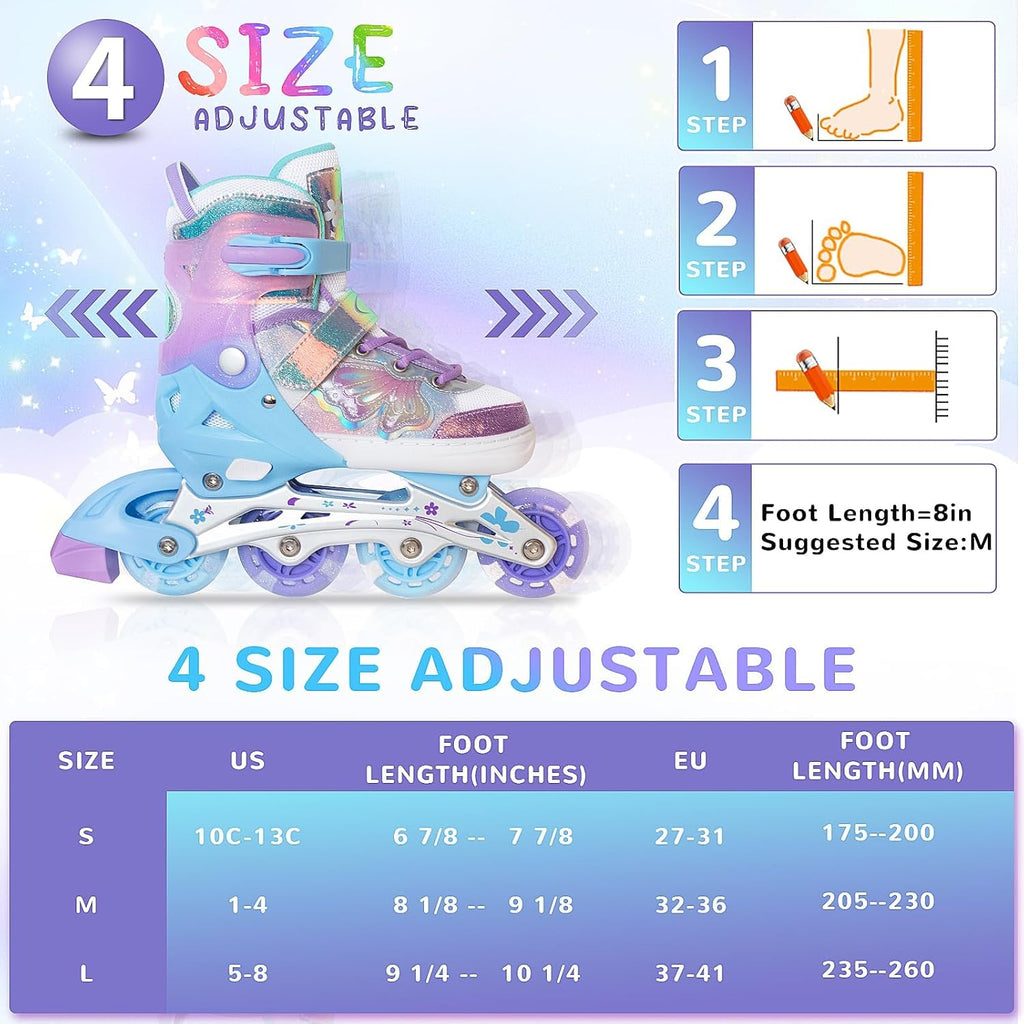 Nattork Patines en Línea para Niñas y Niños, 4 Tallas Ajustables Pa...