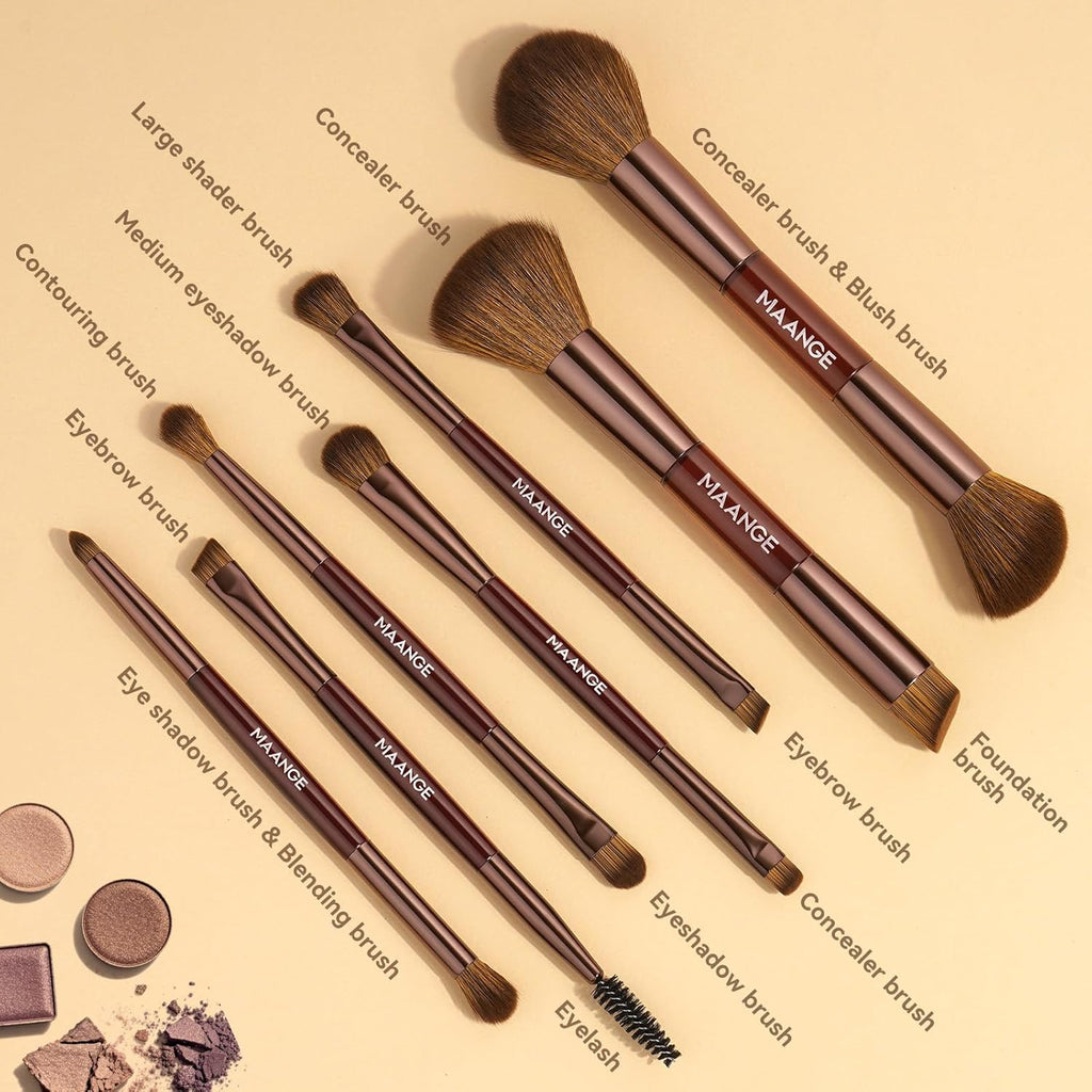 MAANGE 7 PCS Juego de brochas de maquillaje con bolsa, pinceles de...