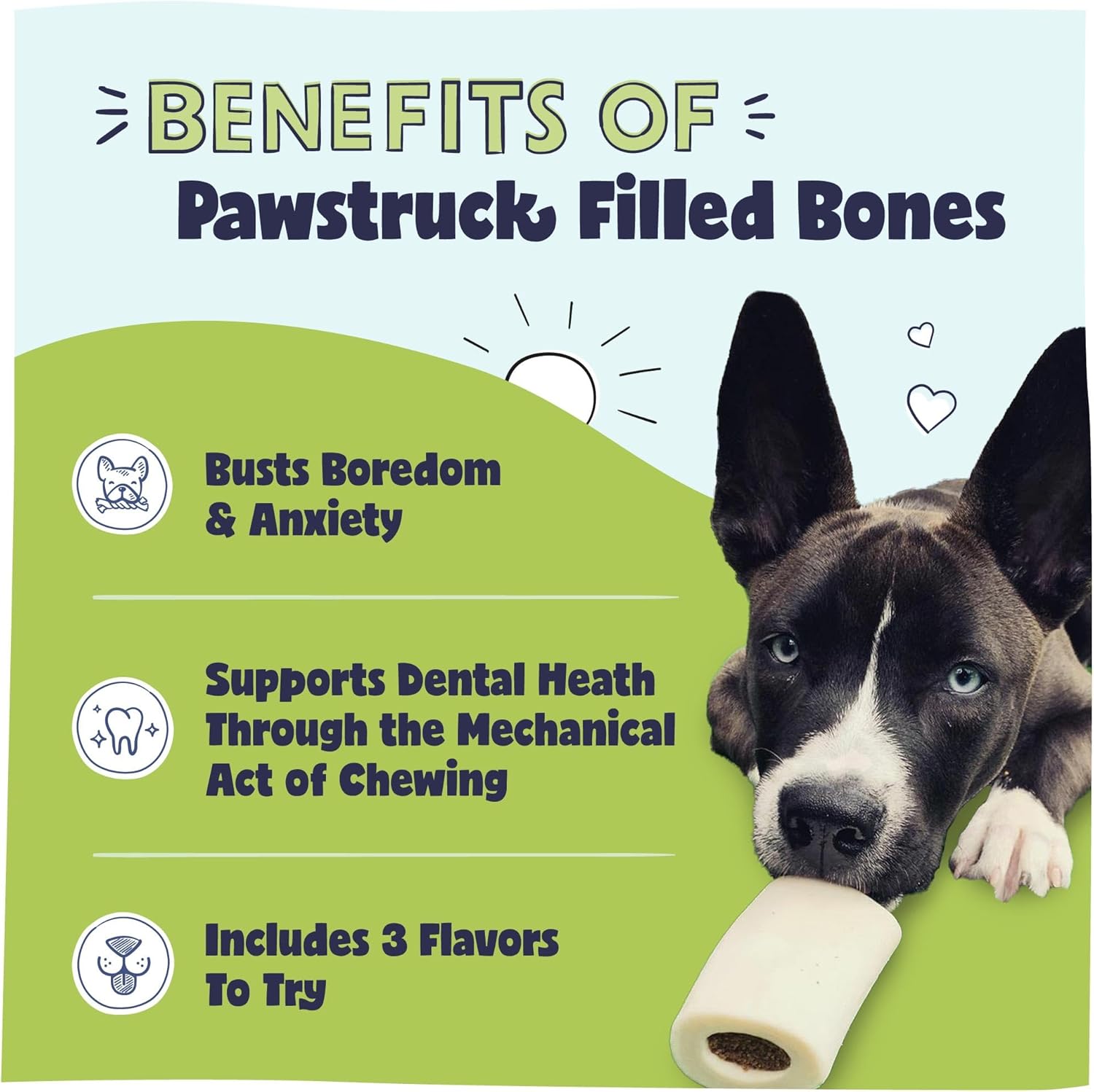 Pawstruck - Paquete de variedad de huesos rellenos para perros pequ...