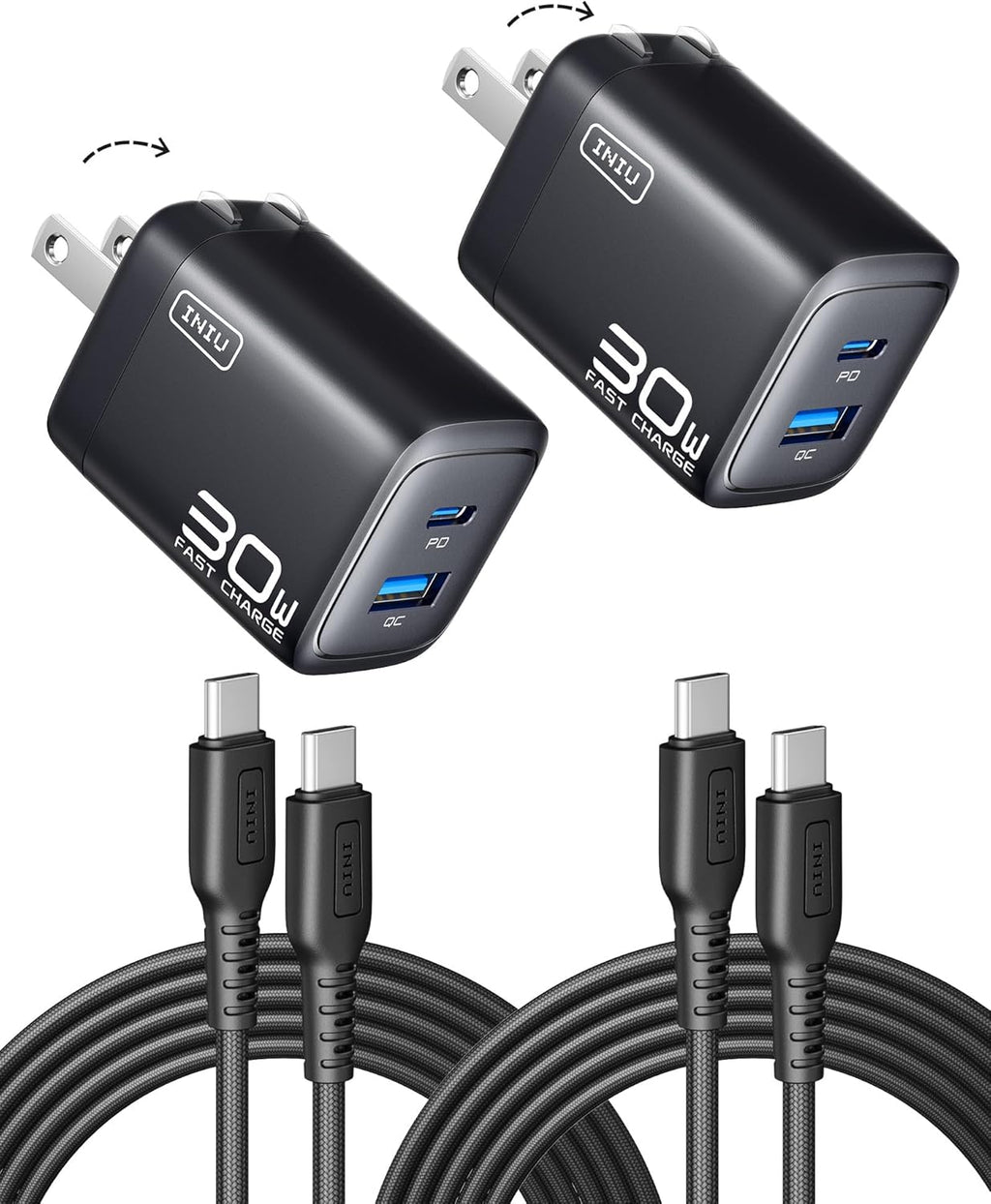 INIU Cargador para iPad Air Pro, 30 W, paquete de 2 cargadores de i...