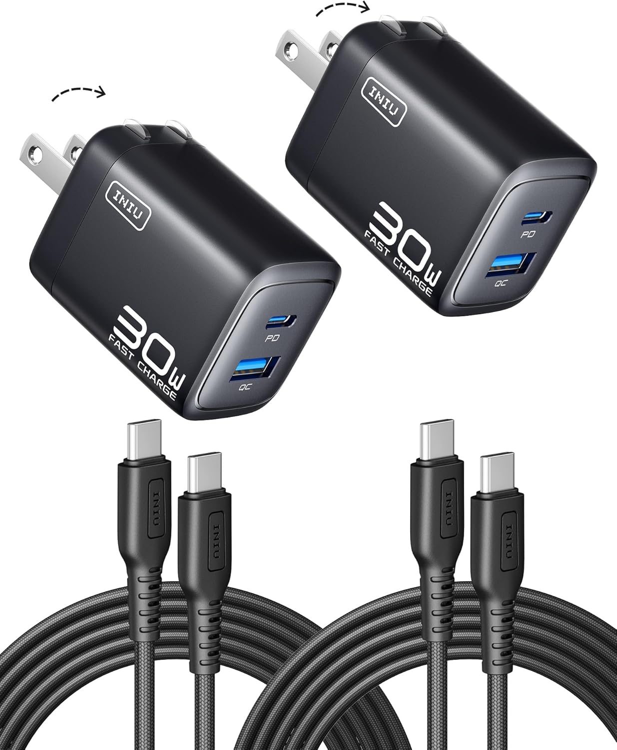 INIU Cargador para iPad Air Pro, 30 W, paquete de 2 cargadores de i...