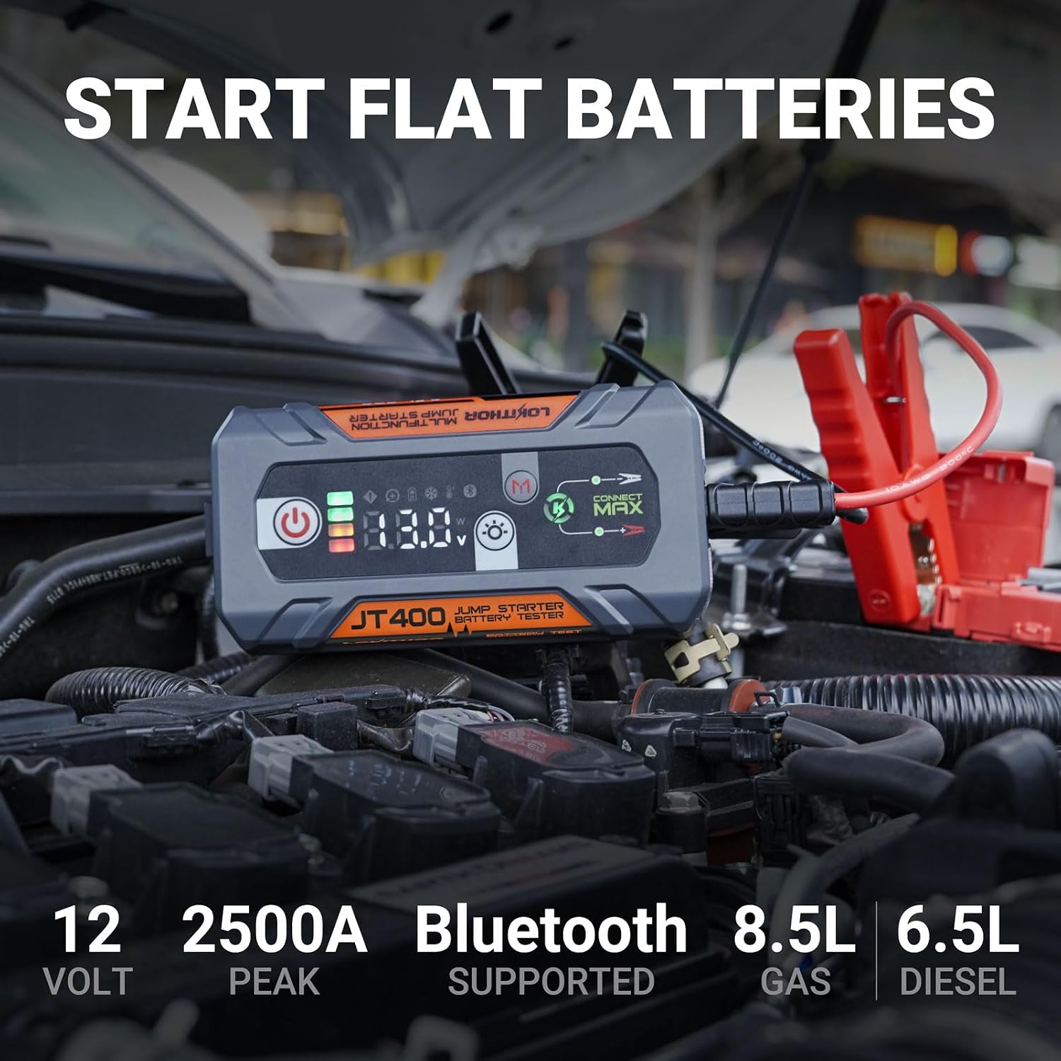 LOKITHOR JT400 Arrancador de salto de 12 V y probador de batería 2...