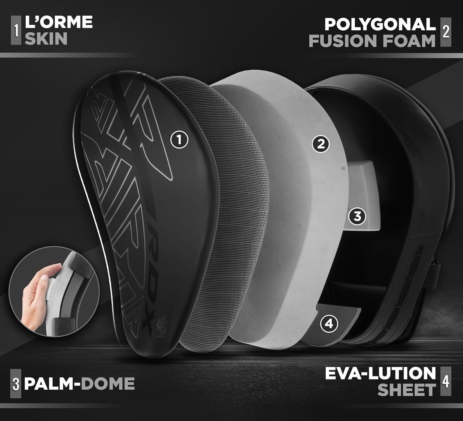 RDX Almohadillas de boxeo Curvadas Focus Mits, Maya Hide Leather Ka...