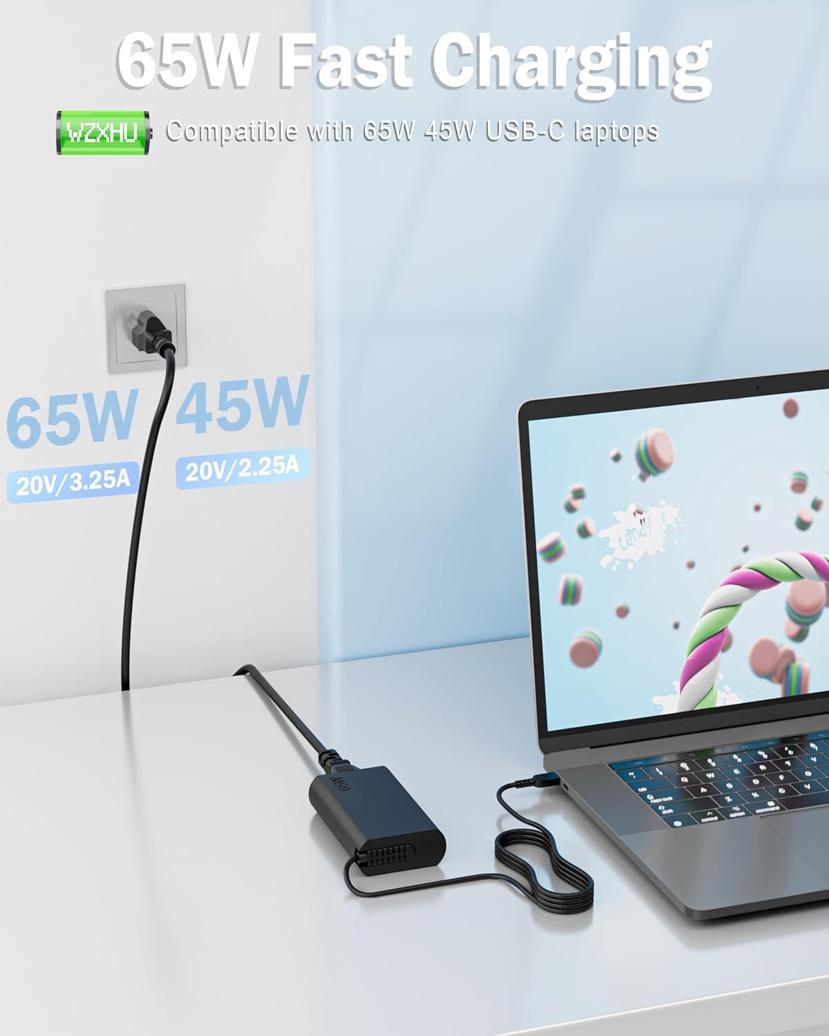 WZXHU Cargador de laptop USB-C delgado de 65 W compatible con Lenov...