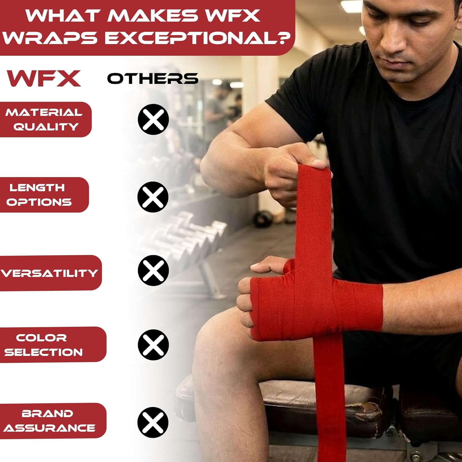 WFX Vendas de mano de boxeo 3.5 14.8 ft vendajes de artes marciales...