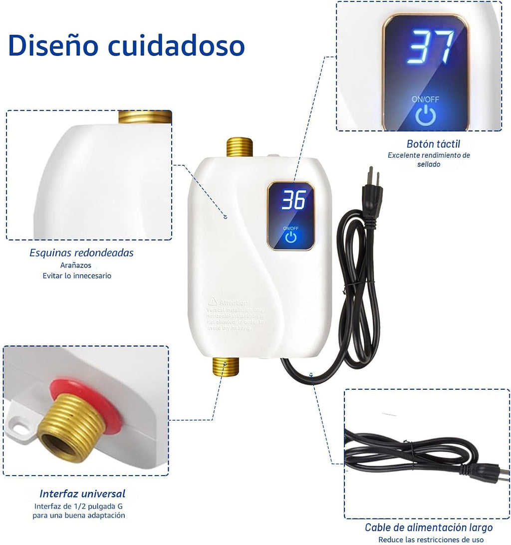 Calentador de agua eléctrico sin tanque de 110 V, calentador de agu...