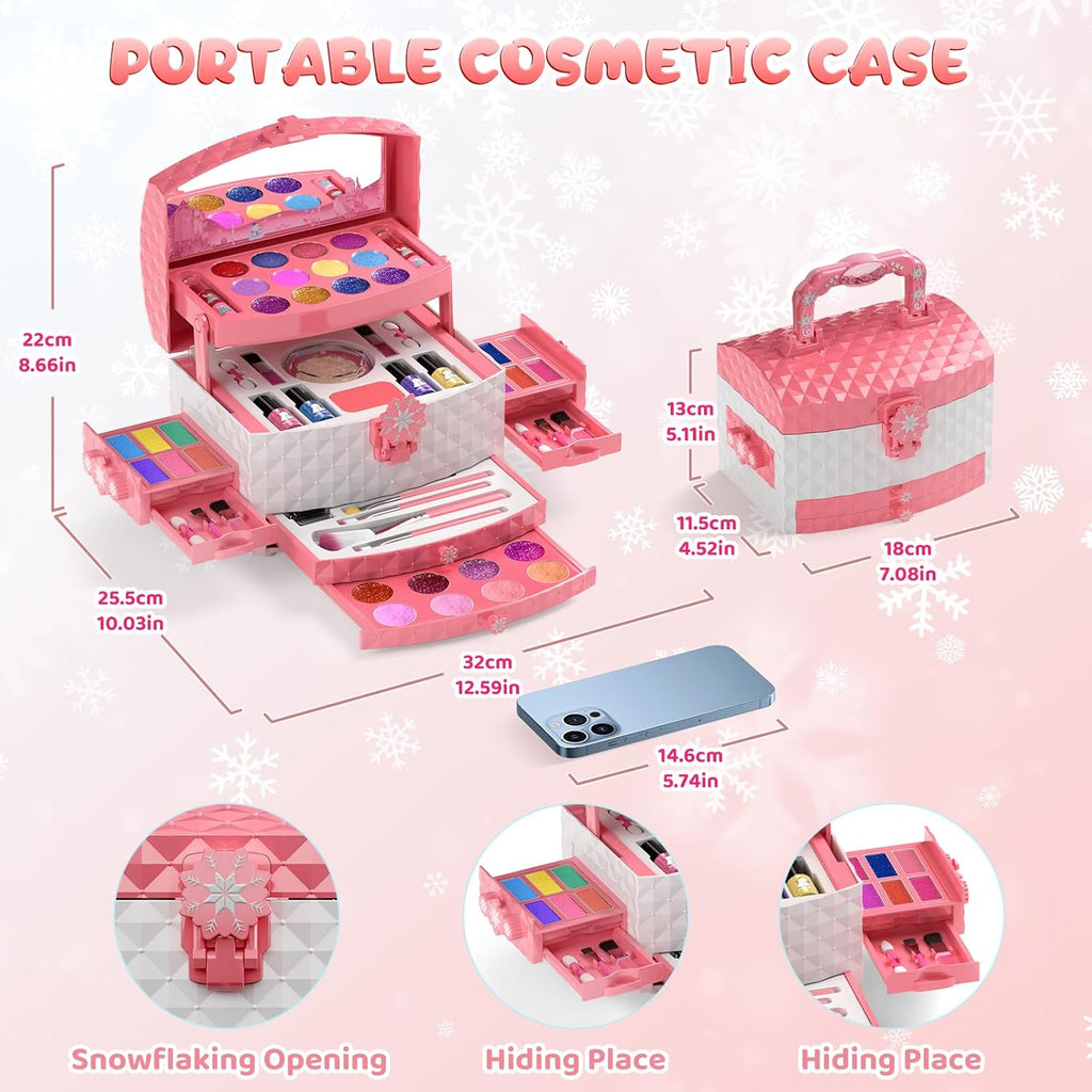 Perryhome Juego de maquillaje para niñas de 56 piezas, lavable, cos...