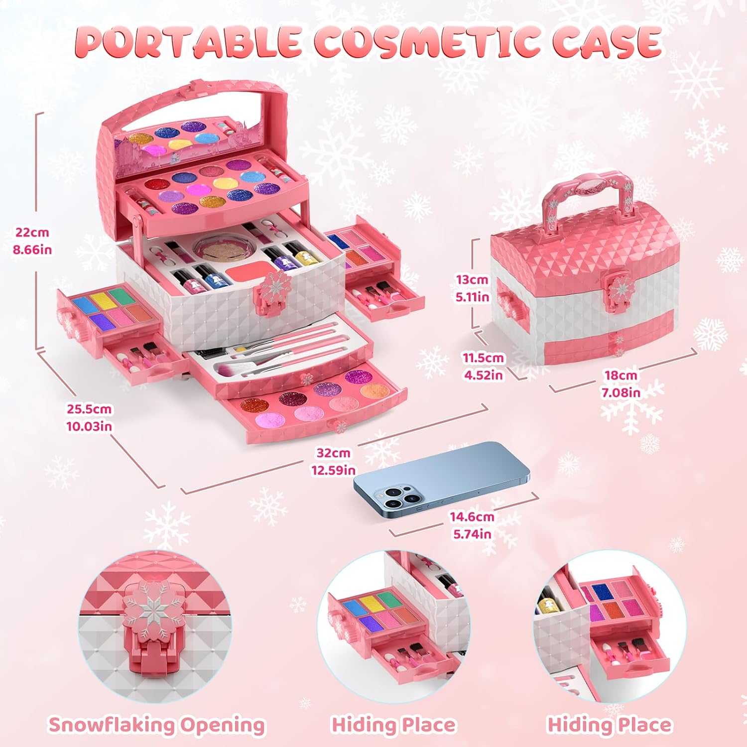 Perryhome Juego de maquillaje para niñas de 56 piezas, lavable, cos...