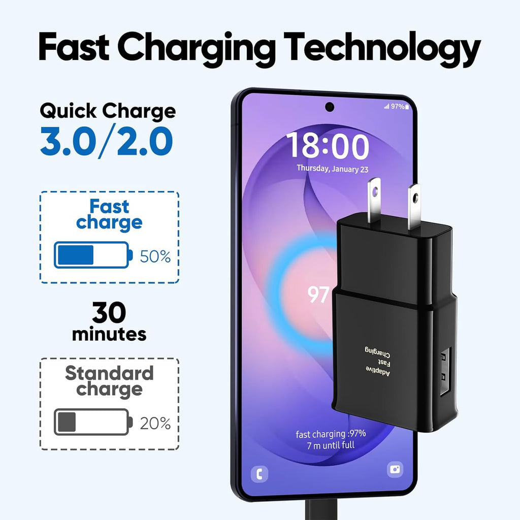 Cargador de teléfono Android, cable de carga rápida Samsung con cab...