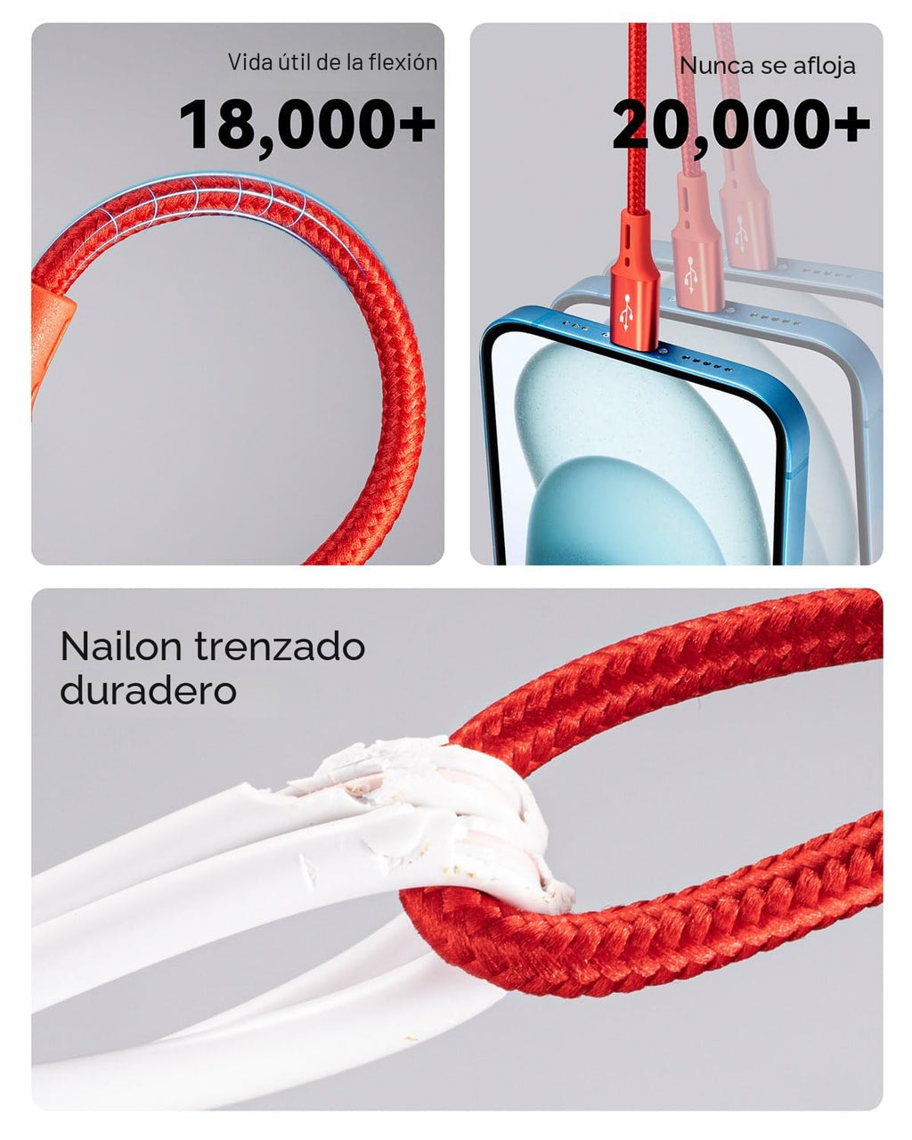 Paquete de 2 cables de carga múltiple, 3 en 1, retráctil, cable de...