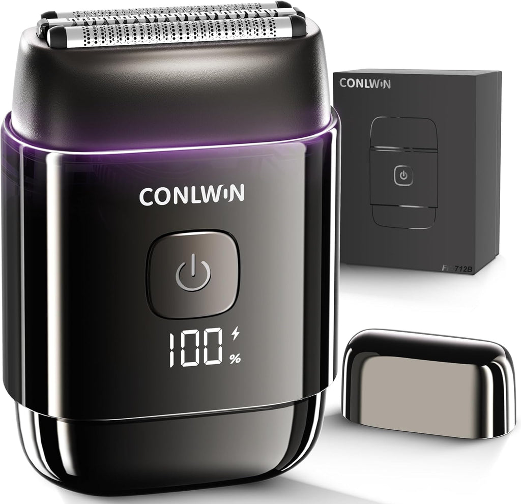 CONLWIN Afeitadoras eléctricas de aluminio para hombres, mini maqui...