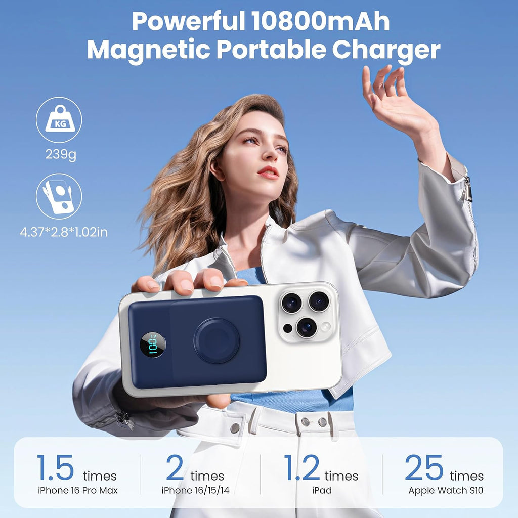 Ekrist Cargador portátil magnético para MagSafe con cable integrado...
