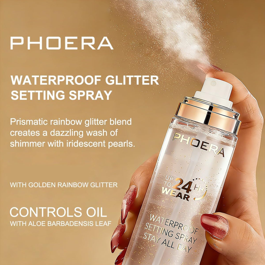 PHOERA - Spray fijador de maquillaje impermeable, larga duración, 2...
