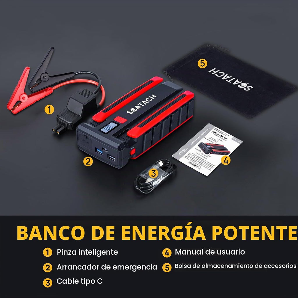 Scatach Jump Starter 5000A, arrancador de batería de coche de 12V |...