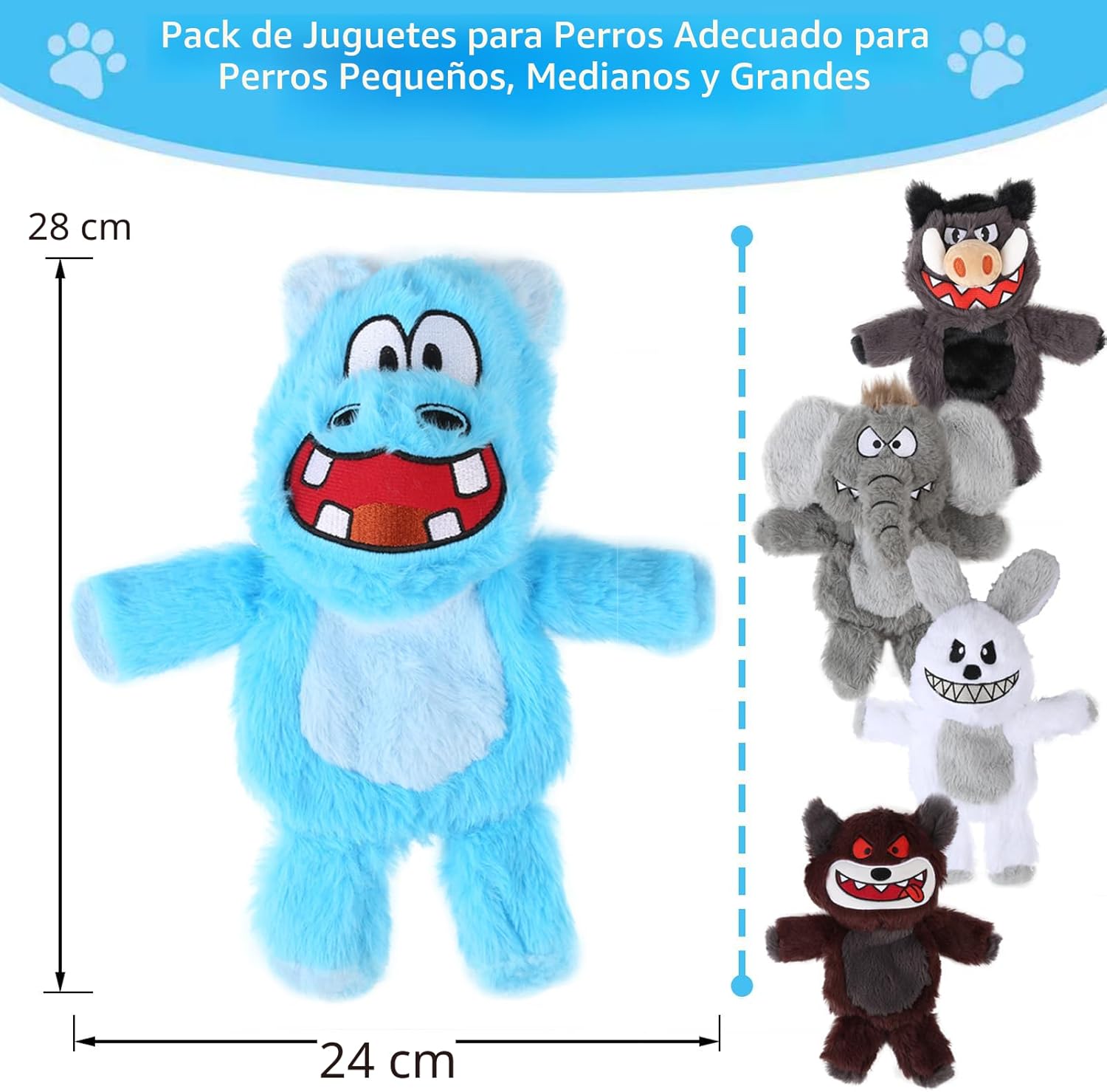 Bzonsmart Paquete de 5 Juguetes Chirriantes para Perros. Juguetes d...