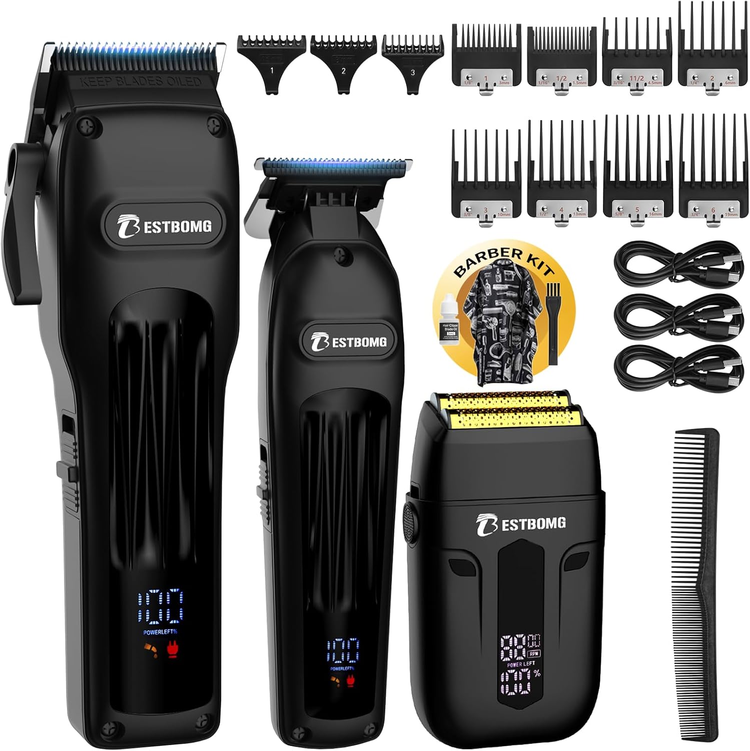 BESTBOMG® Cortapelo para hombres, cortapelos profesionales, juego d...