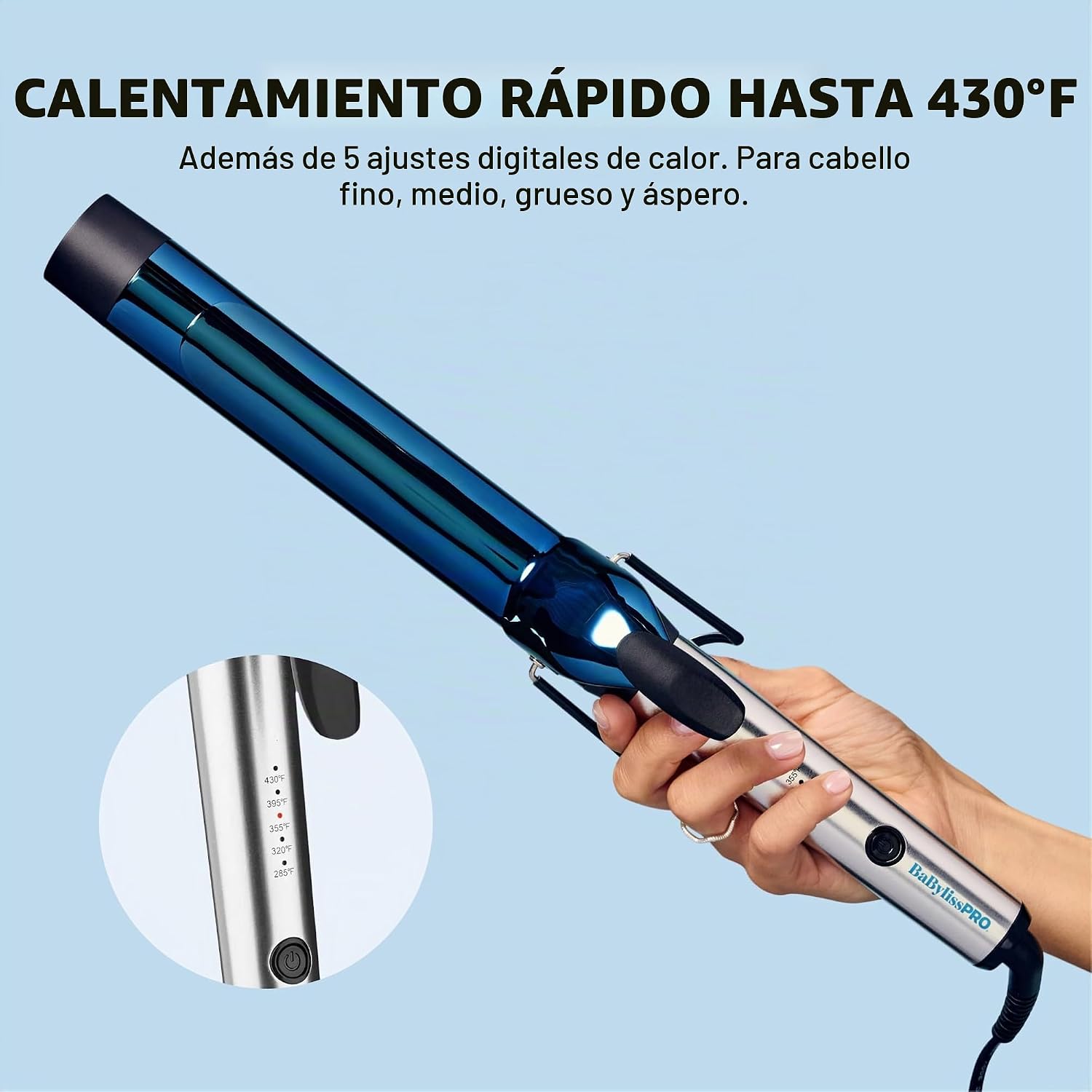 BabylissPRO Rizador profesional Nano Titanium con barril extendido\...