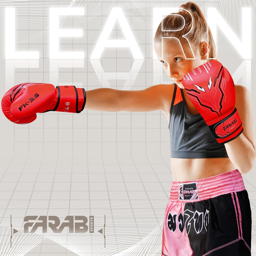 Farabi Sports Guantes de boxeo para niños y niñas, guantes de kickb...