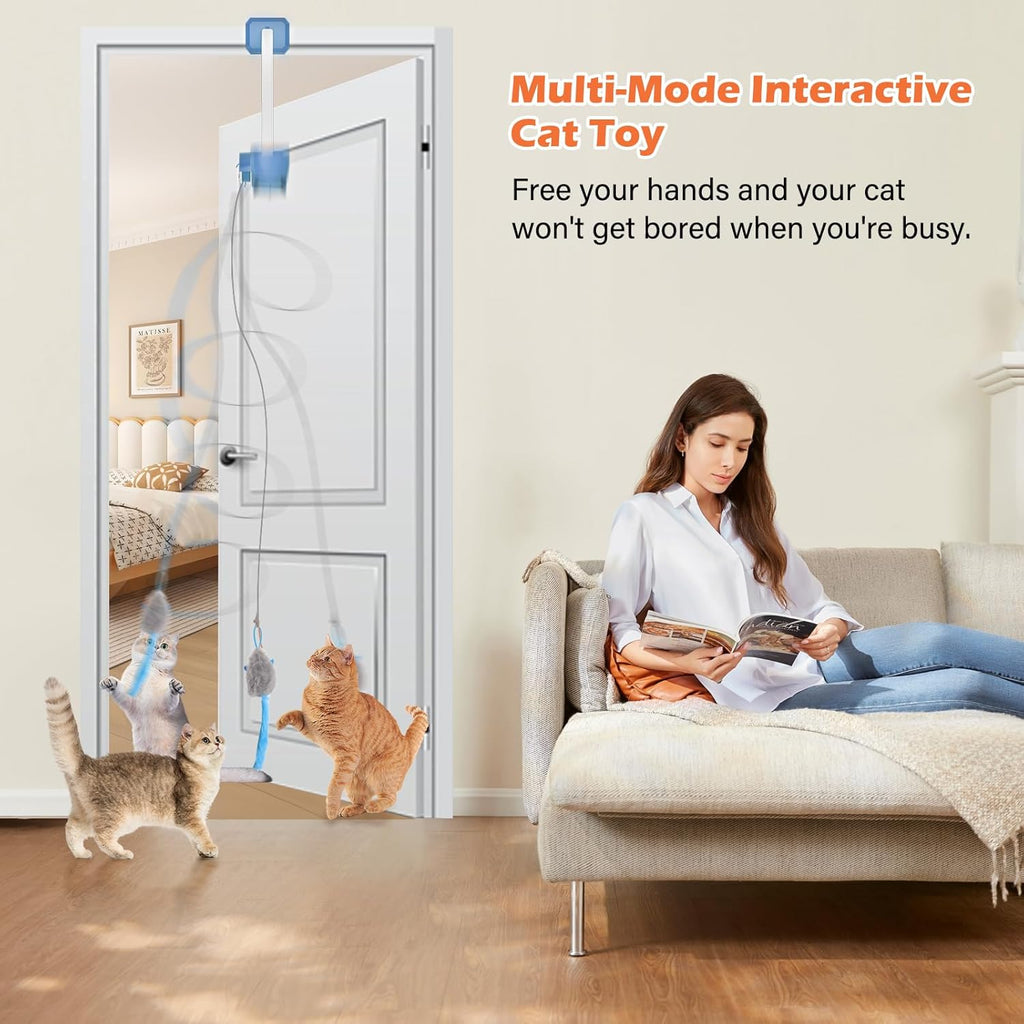 HAPPYCODE Juguete interactivo para gatos, pájaro aleteado y pluma g...
