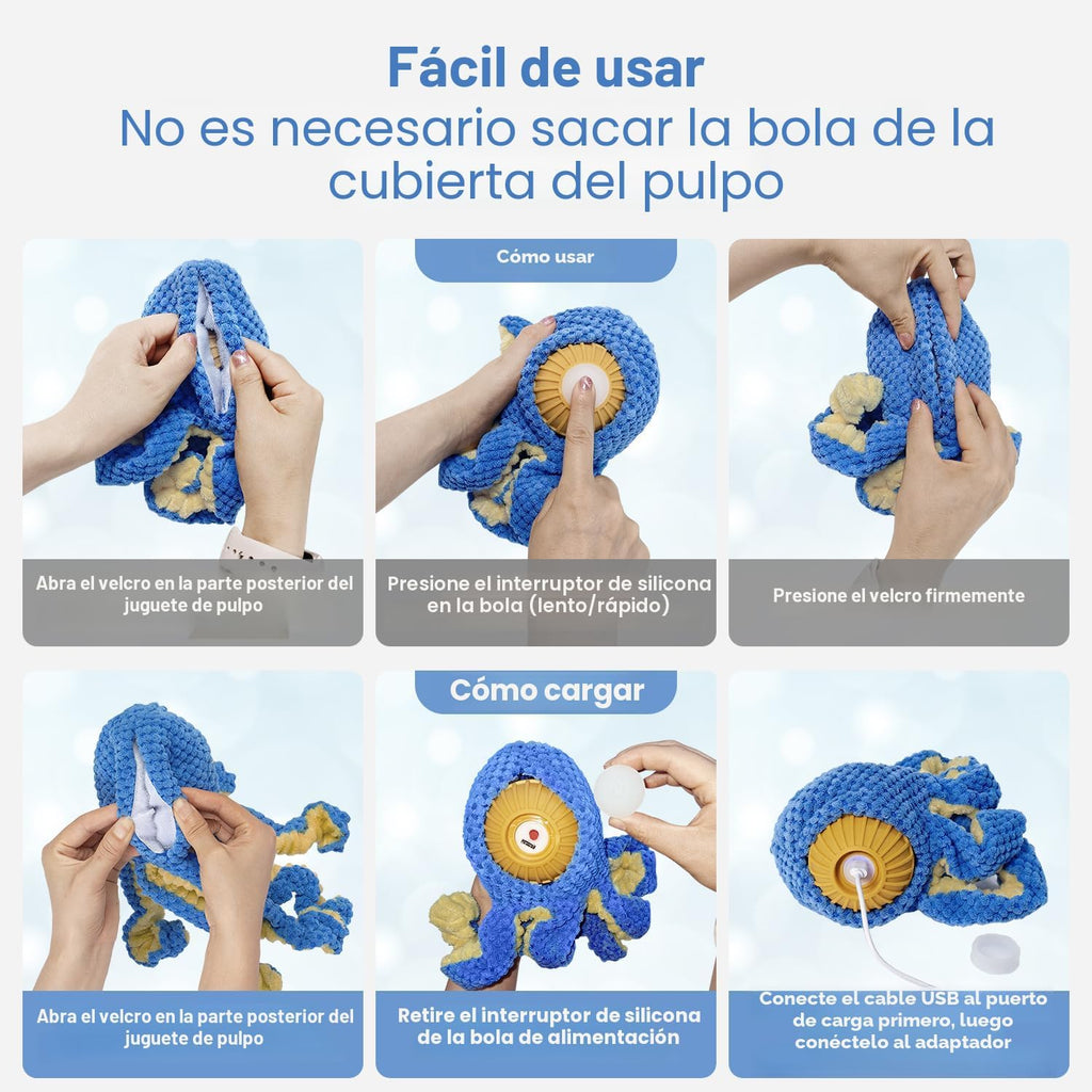 Qraxond Juguetes Interactivos para Perros Pulpo, Juguete de Salto A...