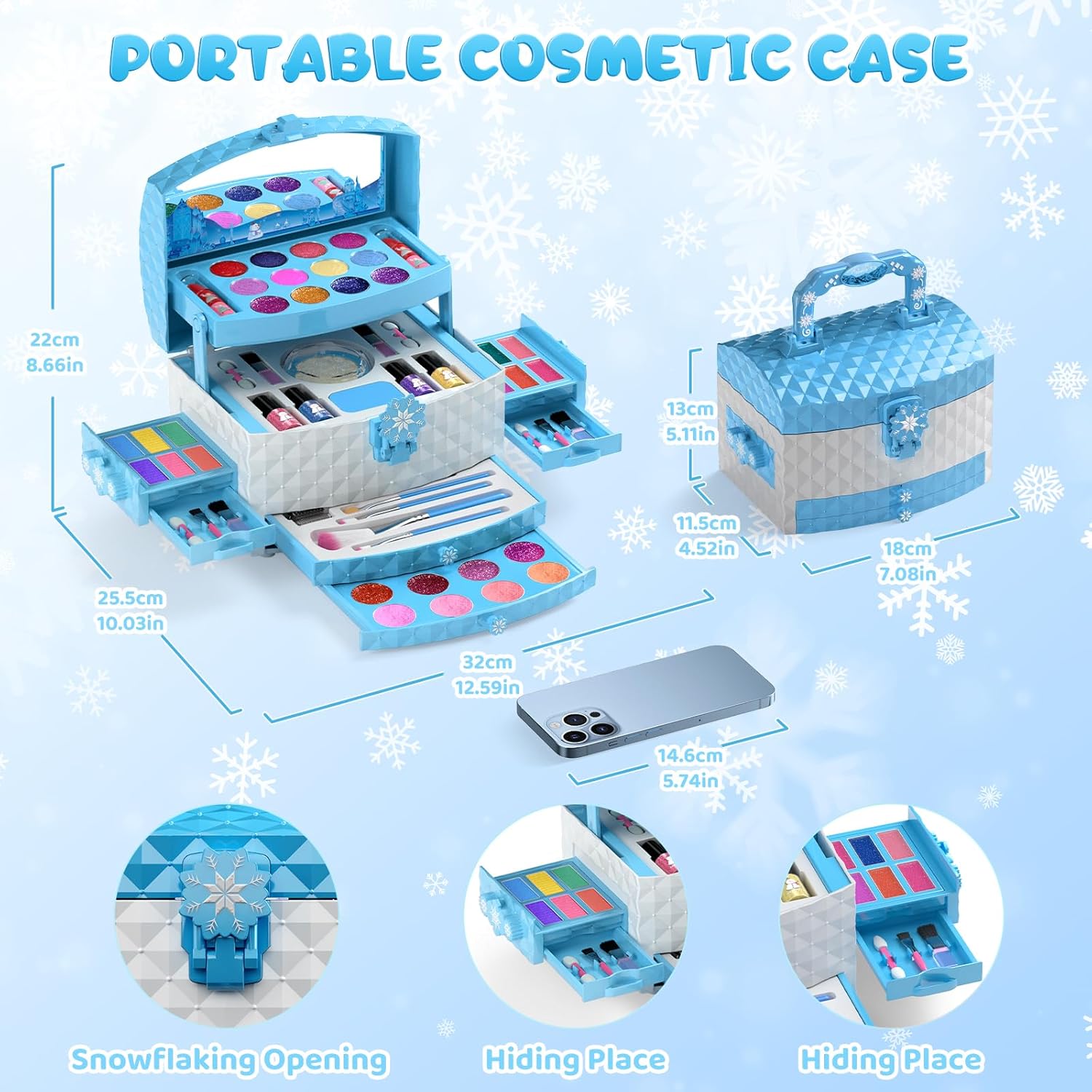 Perryhome Juego de maquillaje para niñas, 56 piezas lavables, cosmé...