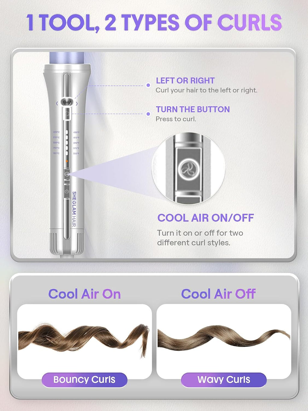 SHEGLAM One Touch Airflow Styler Pro - Tecnología de aire frío 3.0...