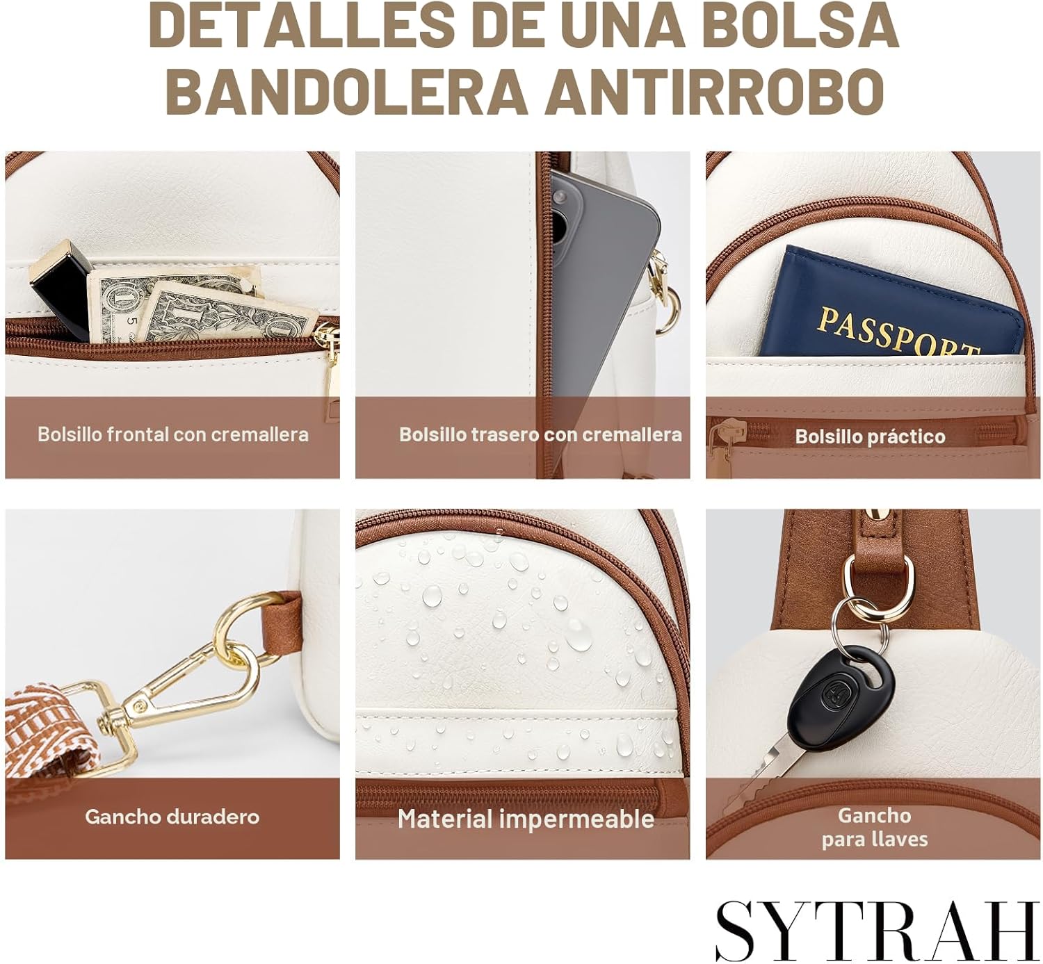 SYTRAH Bolsas cruzadas antirrobo para mujer, bolsa de viaje RFID, b...