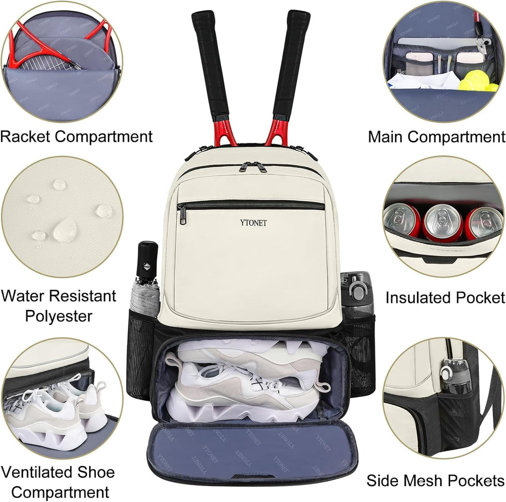 Ytonet Mochila de tenis para mujeres y hombres, 2 raquetas con bols...