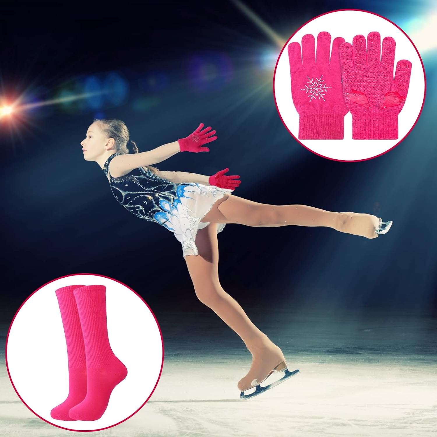 Hicarer Juego de 6 pares de guantes de patinaje artístico, calcetin...