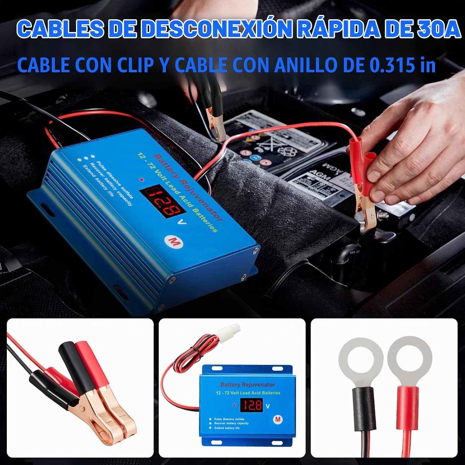 Reacondicionador desulfatador de batería para baterías de plomo-áci...