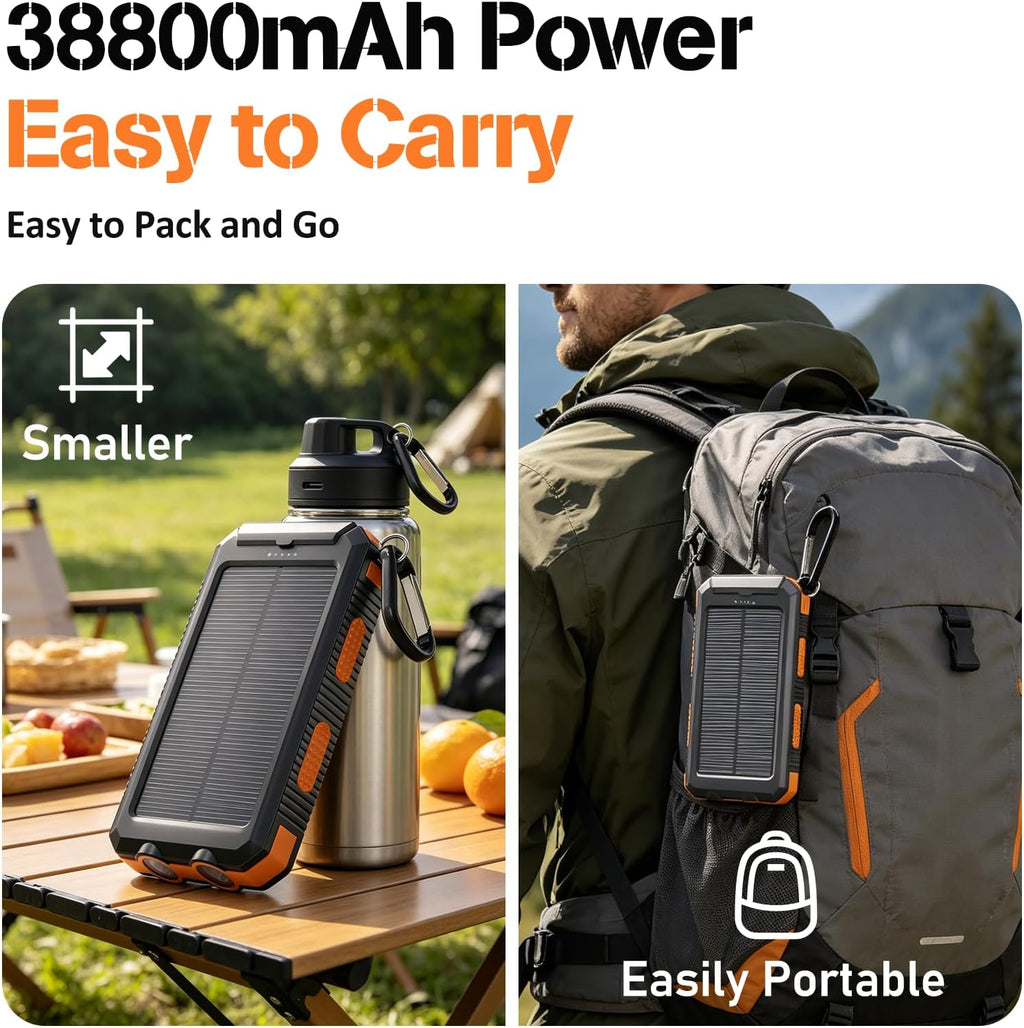 Banco de energía solar 38800mAh cargador portátil para teléfono con...