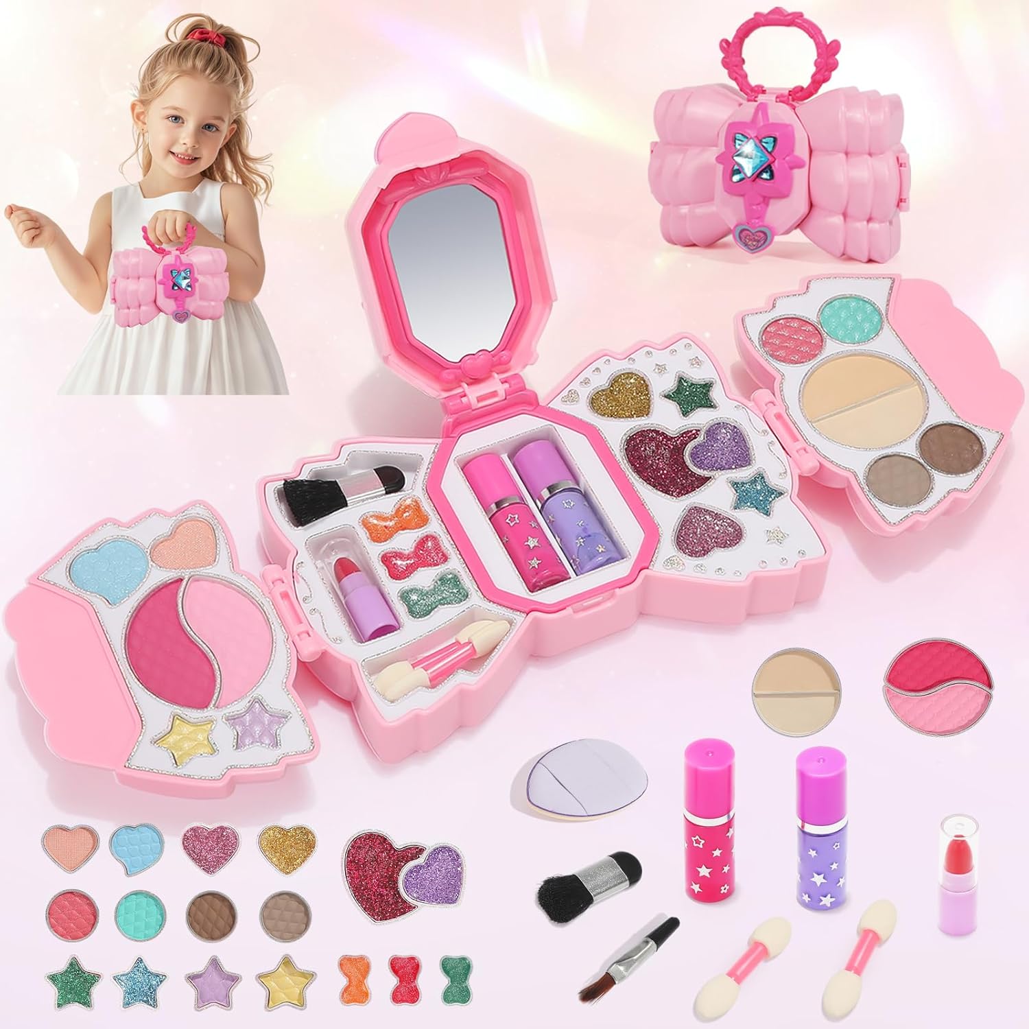 Topsolid Kit de maquillaje para niñas, maquillaje real lavable para...