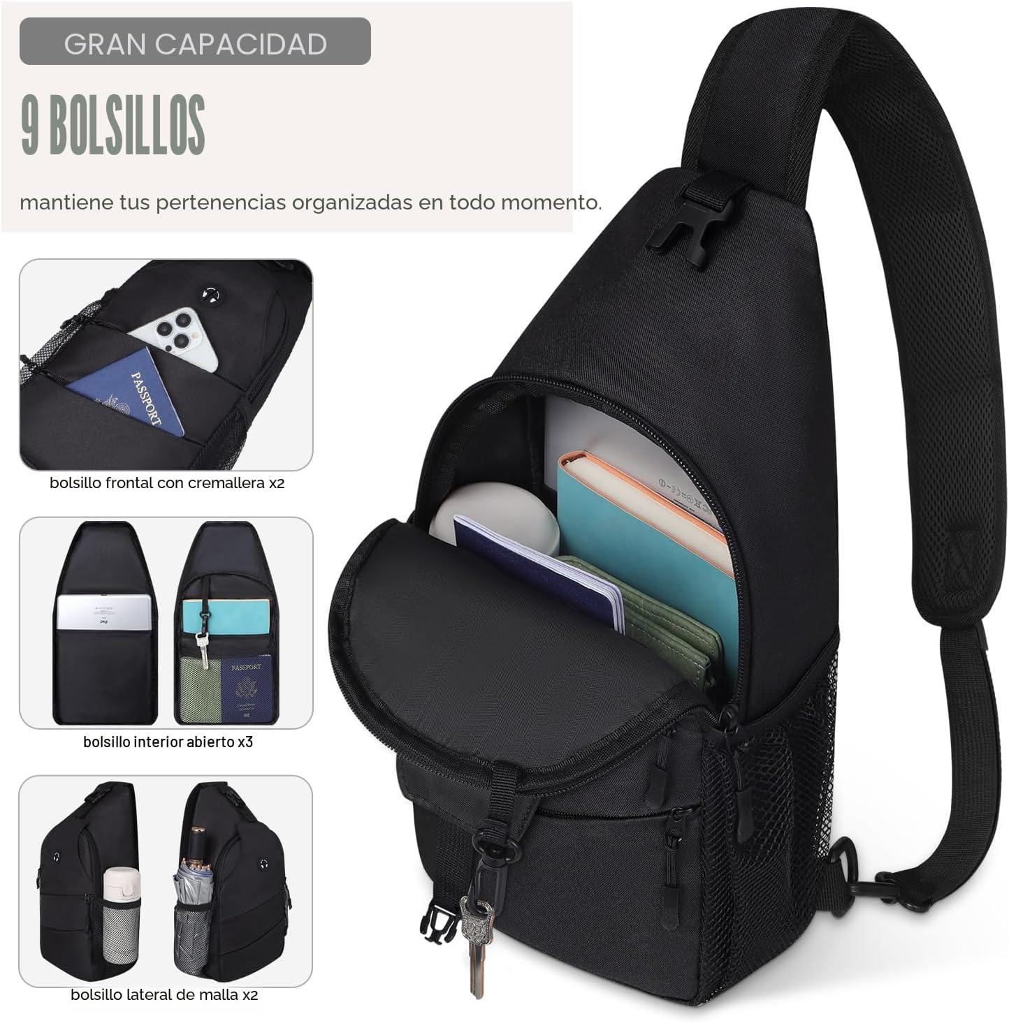 Pritent Bolsos cruzados para mujeres y hombres, mochila de moda, bo...