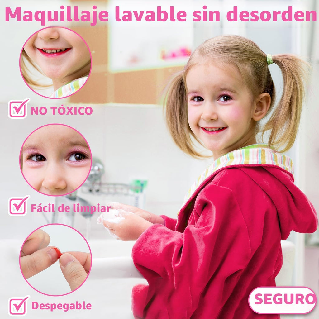 Hollyhi Kit de Maquillaje de 58 Piezas para Niñas, Juguetes de Prin...