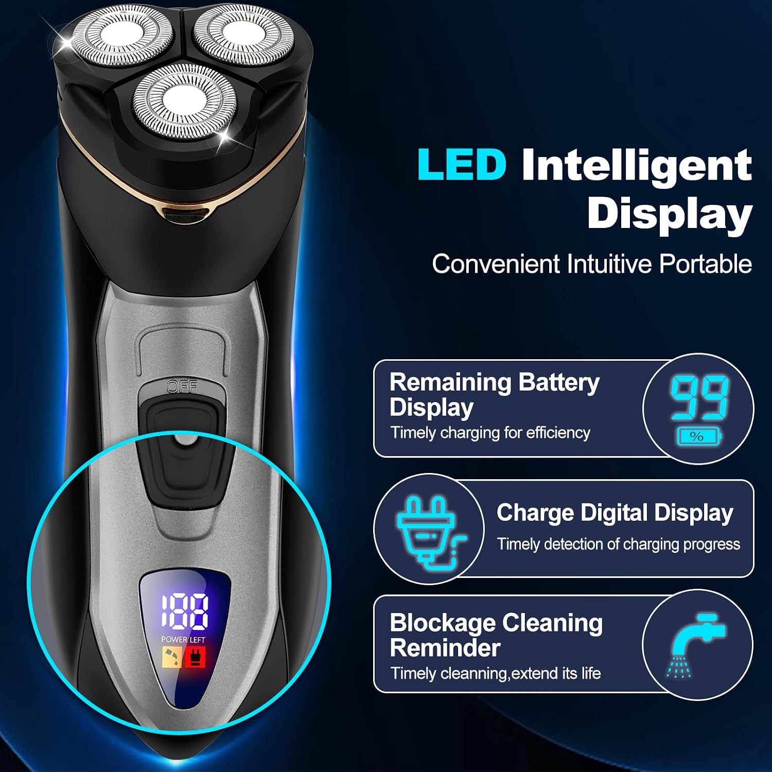 Maquinilla de afeitar eléctrica para hombres, cabezal flotante 4D y...