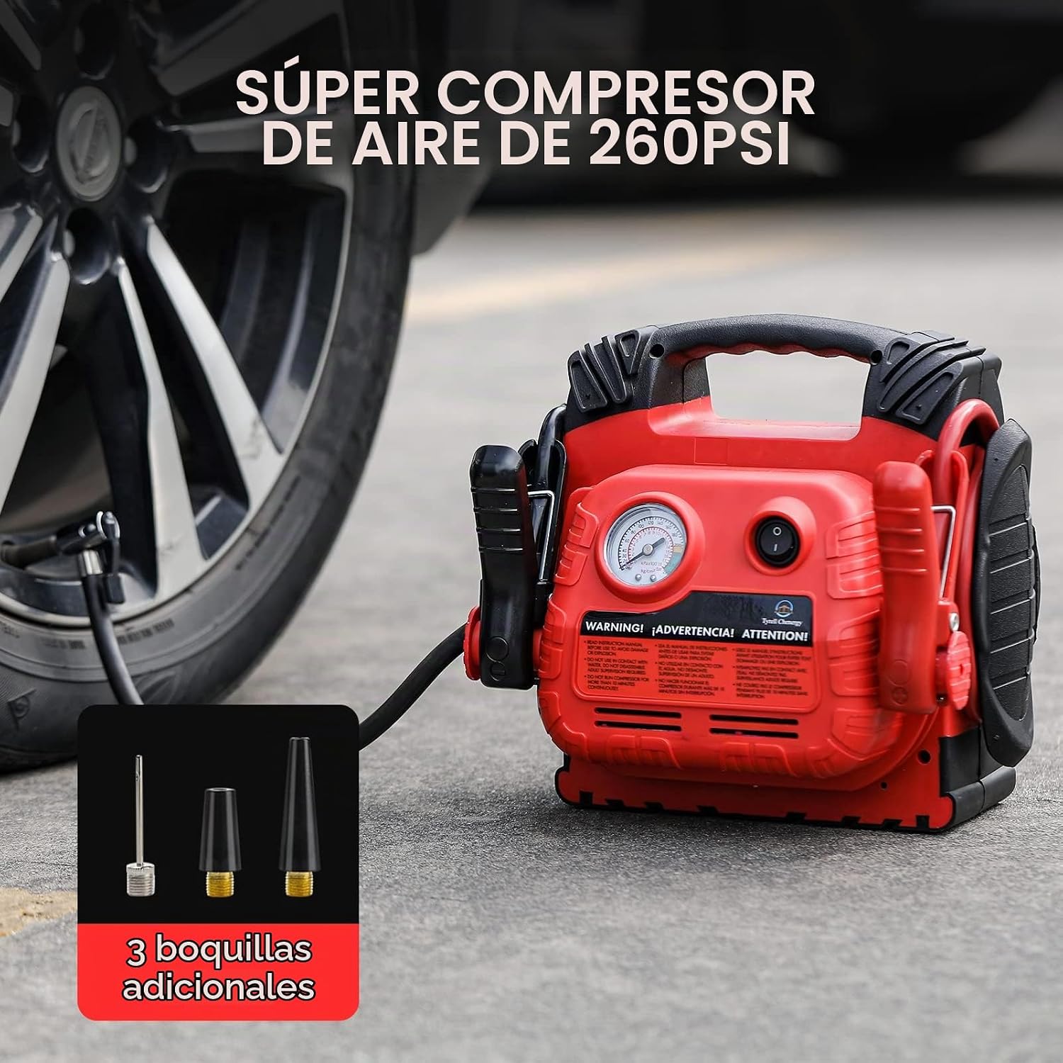 Tyrell Chenergy - Arrancador de batería de coche con compresor de a...