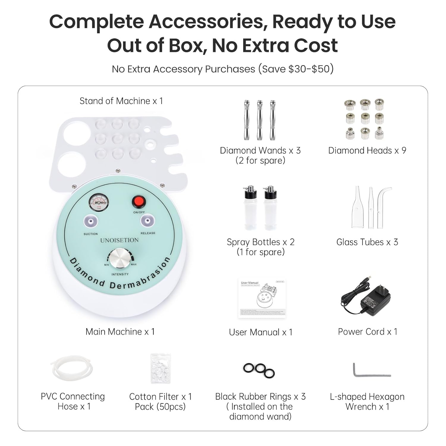 UNOISETION Máquina de microdermoabrasión de diamante, succión profe...
