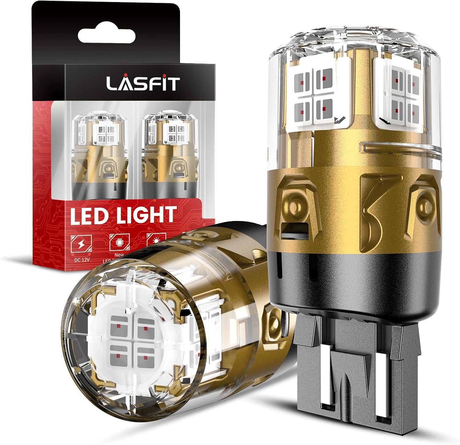 LASFIT 7444 7443 Bombilla LED de freno roja, 1600LM súper brillante...