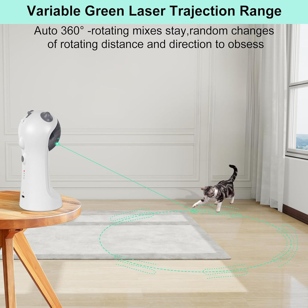 TBTeek Juguete para gatos activado por movimiento, luz verde, recar...