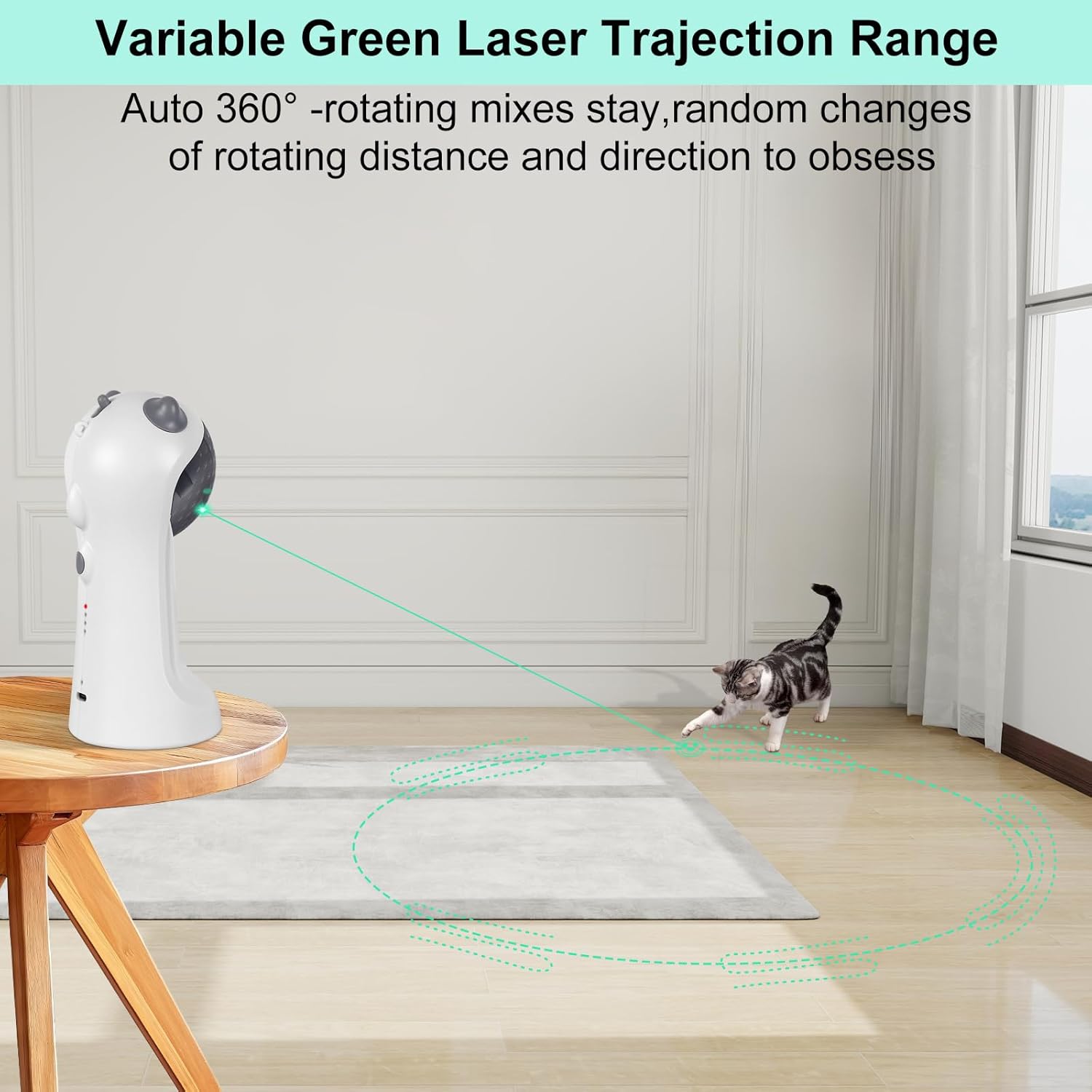 TBTeek Juguete para gatos activado por movimiento, luz verde, recar...